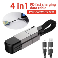 Kabel Charger 4-in-1 60W Fast Charging | PD & QC 18W | Kabel Data Type-C For iPhone Lightning Androi