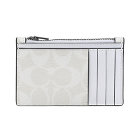 COACH 印花雙C LOGO設計PVC 4卡拉鍊卡片零錢包(粉筆白x冰川白)