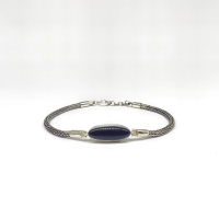 Gelang Brecelet Bangle Motif Anyaman Batu Permata Onyx Perak Silver Bali Asli 925 Pria Wanita Elegan