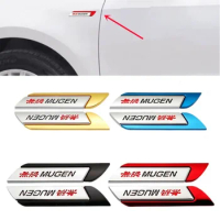 1Pairs 3D Metal MUGEN Logo Side Fender Blade Car Emblem Badge Sticker Decals For Honda Civic Odyssey Accord CR-V FIT City