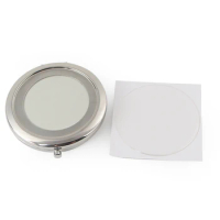 DIY Deco Makeup Mirror Blank Compact Mirror Silver Round Mirror with Bottom Embossing + Epoxy Sticker