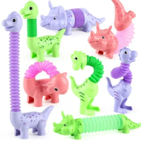 Mochi Squishy decompression toy, decompression telescopic tube, multifunctional, fun, stretching, Triceratops.