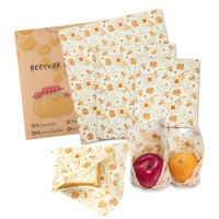 3Pcs/set Zero Waste Beewrap BPA Free Beeswax Food Wrap Fresh Keeping Reusable Sandwich Bag BeesWax Paper Seal Storage Cover Bag