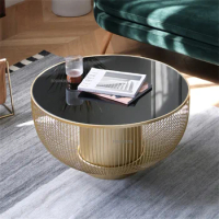 Modern Light Luxury Coffee Tables For Home Living Room Furniture Sofa Side Tables Creative Metal Round Black Sofa Side Tables