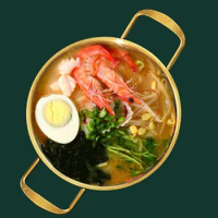Korean Ramen Pot Stainless Steel Instant Noodle Pot Small Hot Pot Seafood Pot Kimchi Soup Pot Pan Dry Pot Double Bottom