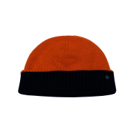 【Hermes 愛馬仕】H232074N OL 經典素色HUGU系列羊毛雙色針織毛帽/冷帽(橘色)