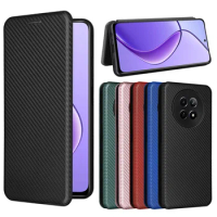 For Realme 12 5G Realme12 Case Luxury Flip Carbon Fiber Skin Magnetic Adsorption Case For OPPO Realme 12X 5G Phone Bags