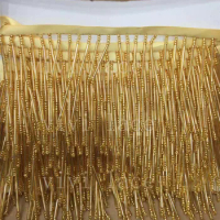 10 yards/bag fs101# gold color beads tassel fringe 8-9cm width for decoration dress/fashion designer,