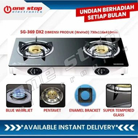 [GARANSI RESMI] SANKEN SG-369 DX2 / SG-369DX2 Kompor Gas 2 Tungku Tempered Glass