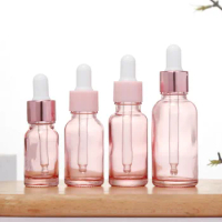 3X Empty Dropper Bottle Pink Essential Oil Glass Drop For Massage Cosmetic Pipette Bottles Refillable Bottle Jars With Mix Cap