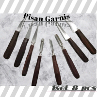pisau garnis/pisau ukir buah 1 set 8 pcs seset tahan karat pisau buah