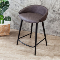 Boden-威特工業風皮革吧台椅/吧檯椅/高腳椅(低)(二入組合)-48x49x77cm