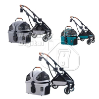 DODOPET - 鋁合金車籃分拆款 高層摺疊寵物貓狗手推車 绿色