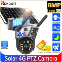 4K 8MP 4G SIM Card Solar CCTV Wireless PTZ camera CCTV outdoor solar camera 360 built-in battery waterproof Auto Tracking Camera