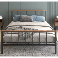 Metal platform bed frame, headboard and pedals, solid metal frame, single bed, double bed, child bed, teen bed
