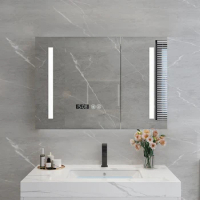Smart Bathroom Anti-Fog Bathroom Mirror Cabinet with LED Light Bathroom Cosmetic Mirror Cabinet Wall-Mounted Mirror Box