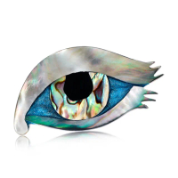 【Aphrodite 愛芙晶鑽】天然鮑魚貝鑲嵌時尚眼睛造型胸針(鮑魚貝胸針 眼睛胸針)