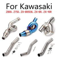 Motorcycle Exhaust Muffler Middle Pipe Connector Adapter Fit for Kawasaki Z800 Z750 ZX6R ZX636 ZX10R without Exhaust
