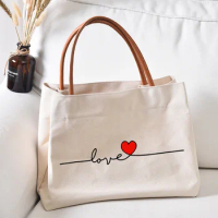 Women Lady Personalized Canvas Tote Bag Book Bag Shopper Love Faith Printed Handbag Work Bag Shopping Bag Beach Bag Dropshipping