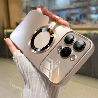 เคสโทรศัพท์กระจกฝ้าหรูพร้อมการป้องกันเลนส์แม่เหล็ก MagSafe สำหรับ iPhone 17 Pro Max, 17 Air, 16, 15,