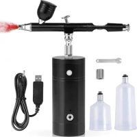 Dual-Action Airbrush Gun with Air Compressor Rechargeable Cordless Airbrush Kit Hadheld Air Brushes for Makeup Painting Nail art