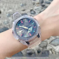 Resin Watch Strap Case for Casio G-Shock GA-2100 Refit Replacement Transparent Gradient Wrist Band Bracelet Accessories ga 2100
