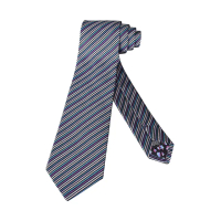 【Paul Smith】PAUL SMITH 活力七彩條紋真絲領帶(茄子x多色)