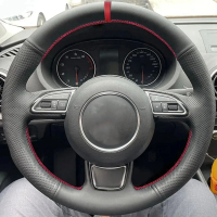 Sarung stereng kereta kulit mikrofiber berlubang anti‑gelincir “A Like” untuk Audi A1 8X, A3 8V, A4