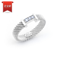 二手品 Tiffany&amp;Co. 3鑽雙T網狀925純銀戒指