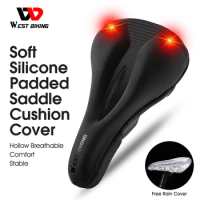 WEST BIKING Bike Saddle Cover Silicone Bicycle Seat Cushion Breathable Soft Thickened MTB Bike Seat Cover Cycling Accessories
