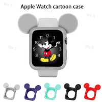Disney Mickey Mouse Cartoon Silicone Cover for Apple Watch Series 5 4 3 2 1 44mm 40mm 38mm 42mm Protector Case watch Accessories