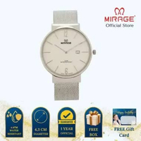 Mirage Jam Tangan Pria Analog 2 Jarum 8624 M Silver Original Stainless Plat Putih