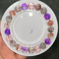 9.2mm Natural Red Super Seven 7 Lepidocrocite Quartz Bracelet Clear Round Beads Crystal Women Men AAAAAAA