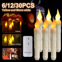 6/12/30Pcs LED Floating Candles With Remote Control Christmas Decor For Party Supplies Birthday Indoor Home Bedroom Christmas