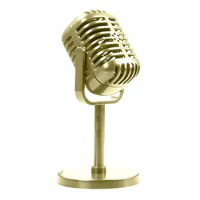 Classic Retro Dynamic Vocal Microphone Vintage Mic Universal Stand for Live Performance Karaoke Studio Recording Gold