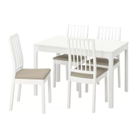 EKEDALEN/EKEDALEN 餐桌附4張餐椅, 白色/hakebo 米色, 120/180 公分