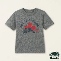 【Roots】Roots小童-加拿大日系列 手繪海狸有機棉短袖T恤(灰色)