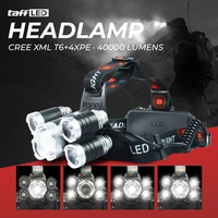 Headlamp LED 40000 Lumens Cree XML T6 4XPE IPX6 Senter Lampu Kepala Head Lamp BL254