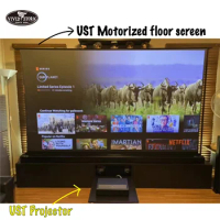 VIVIDSTORM 2pcs 120 inch Electric Tension floor screen UST ALR Projector motorized 4K 8K HD Ultra short throw movie screen