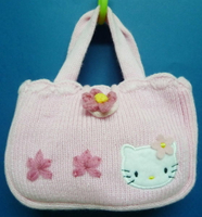 【震撼精品百貨】Hello Kitty 凱蒂貓~KITTY針織手提袋『粉小花』M