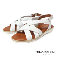 【TINO BELLINI 貝里尼】西班牙進口羊皮編織涼鞋FSJT012(白色)