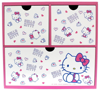 【震撼精品百貨】Hello Kitty 凱蒂貓 HELLO KITTY多多積木三抽收納盒 震撼日式精品百貨