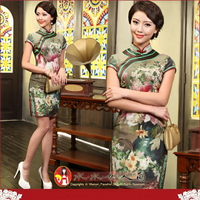 台灣現貨XXL快速出貨！高檔禮服旗袍 復古重磅真絲中式旗袍 時尚改良式女士旗袍 新款旗袍 喜慶宴會女士旗袍-花藝-水水女人國