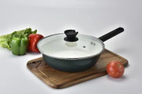 愛佳寶碳鋼陶瓷煎炒鍋(附蓋)28CM