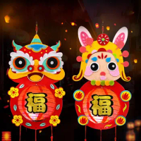 New Year Lantern Festival Decoration New Year Gift Tassel Lanyard Cute Dragon Dance Lion Bunny Tiger LED Lamp Ornament Chinese S