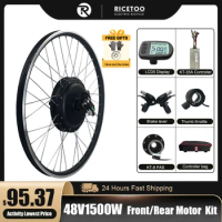 Electric Bicycle Conversion Kit 48V1500W Wheel Hub Motor 20"24"26"27"27.5"28"29 "700C Front Fork 100mm Dropout 135-142mm