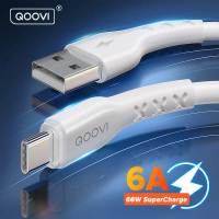 สาย USB Type C, QOOVI, 6A, 66W ชาร์จเร็ว, เข้ากันได้กับ Huawei P40, Mate 30, Honor, Samsung, Vivo, X