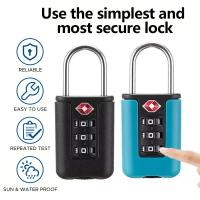 3 Digit Combination Lock Black TSA Approved Luggage Padlock Password Changeable Travel Lock for Suit