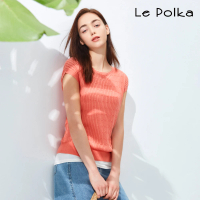 【Le Polka】落肩袖條紋針織上衣-女