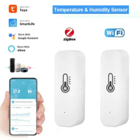 Tuya WiFi/ZigBee Temperature and Humidity Smart Home Thermometer Hygrometer APP Remote Alarm Work with Alexa Google Home